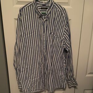 Nautica Blue and White Casual Button Down Shirt